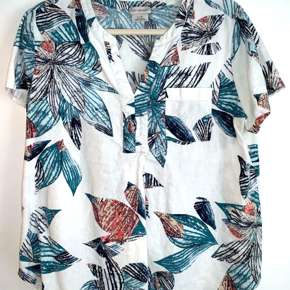 Tropical Van Heusen linen blouse Size L